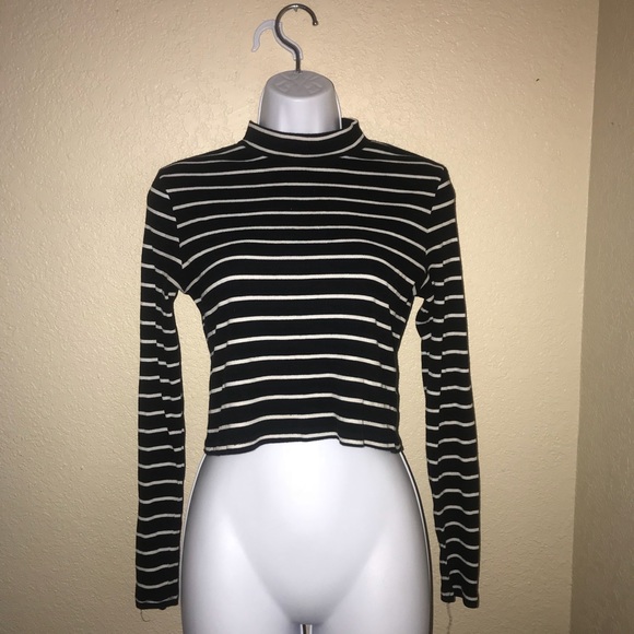 Divided Tops - Black and white stripped turtle neck!